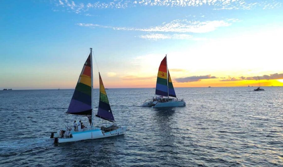 Board from Waikiki Beach: Scenic Sunset Sail on the Hāwea - What it feels like on the 50-foot Hāwea catamaran in Waikiki