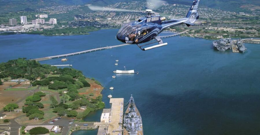 From Honolulu: Complete Oahu Island Helicopter Tour - Pearl Harbor and the USS Arizona: the view with emotional weight