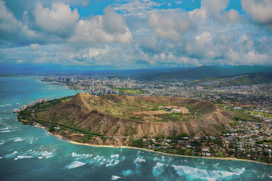 From Honolulu: Complete Oahu Island Helicopter Tour - North Shore flying route: the surf-mecca grid