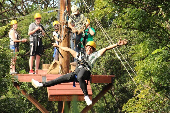 Zip & Dip: Zipline and Wet 'n' Wild Waterpark Combo - Coral Crater zipline: 3 guided lines with all-skill instruction